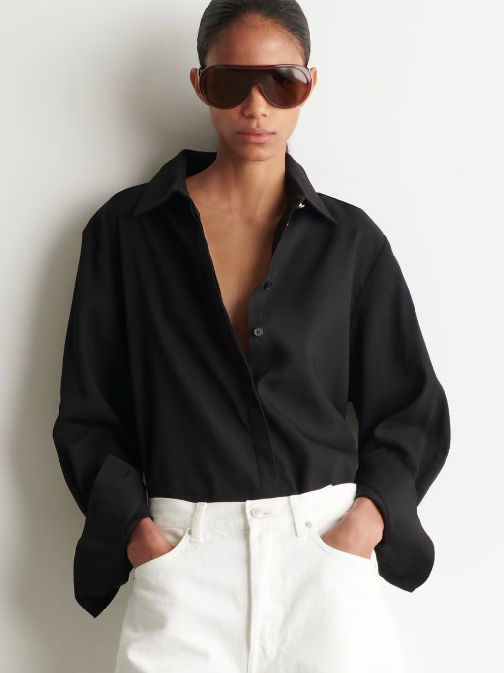 Nwt Cos Longline Linen Black Shirt